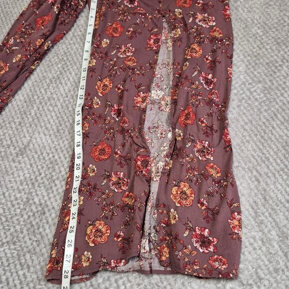 Charming Charlie Jumpsuit XL Wine Floral Boho Romance Front Slit Pant Romper - Picture 5 of 8